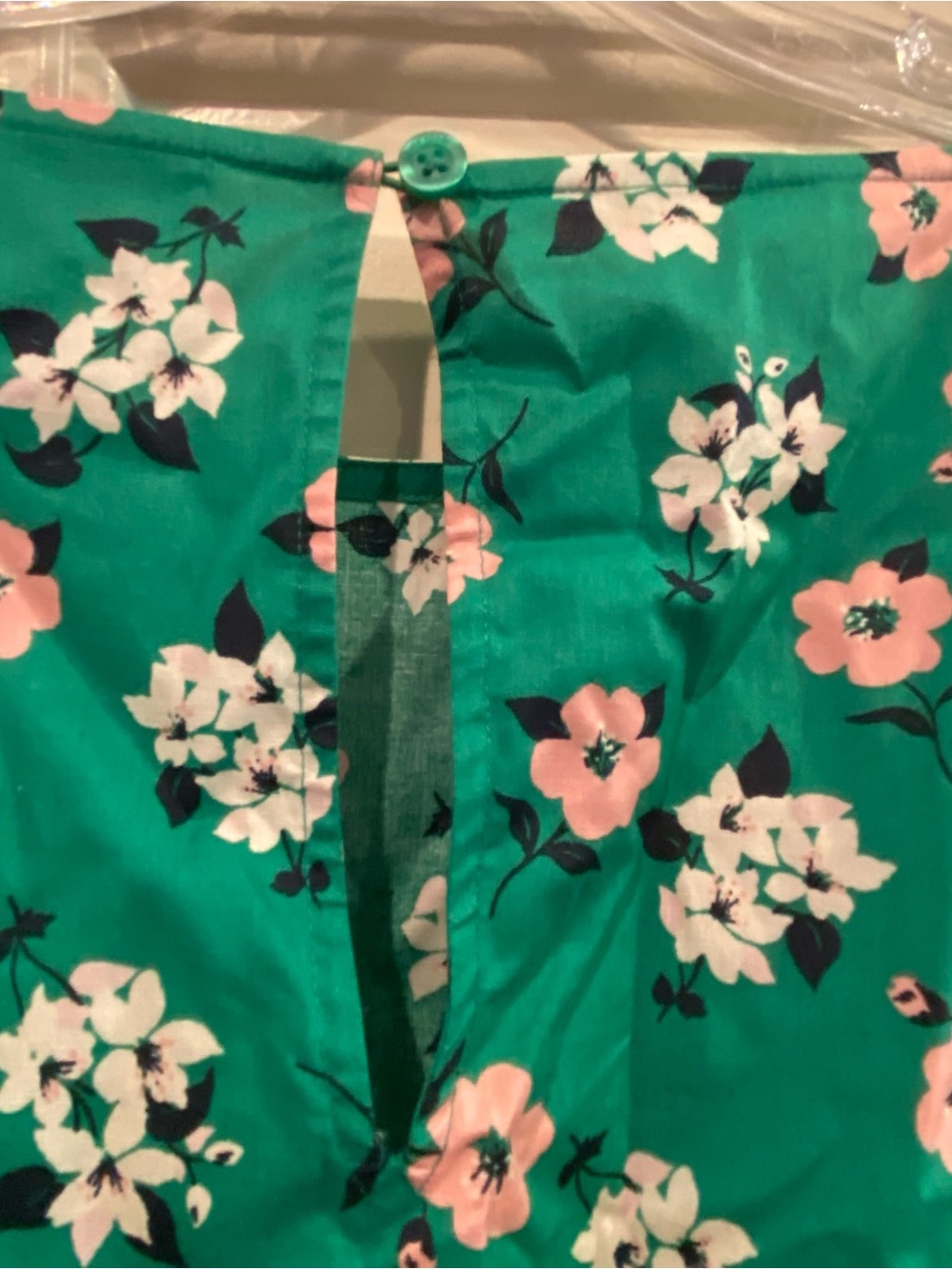 NWOT Kate Spade L Women’s Dress Green pink white Floral with Smocked Waist - Picture 6 of 7